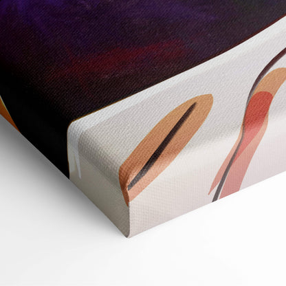 Abstract canvas print of holy knight anime art with bold orange pink strokes on deep purple background for fantasy decor