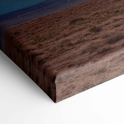 Multiple lightning storm canvas art showing textured brown field transitioning into dark blue thunderclouds over desert
