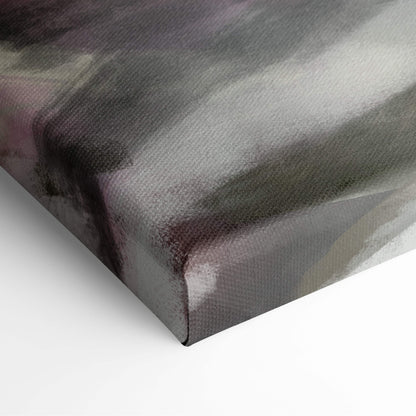 Textured canvas print of viking warrior with red cape and dragon in muted grays blacks and subtle purples for dark fantasy decor