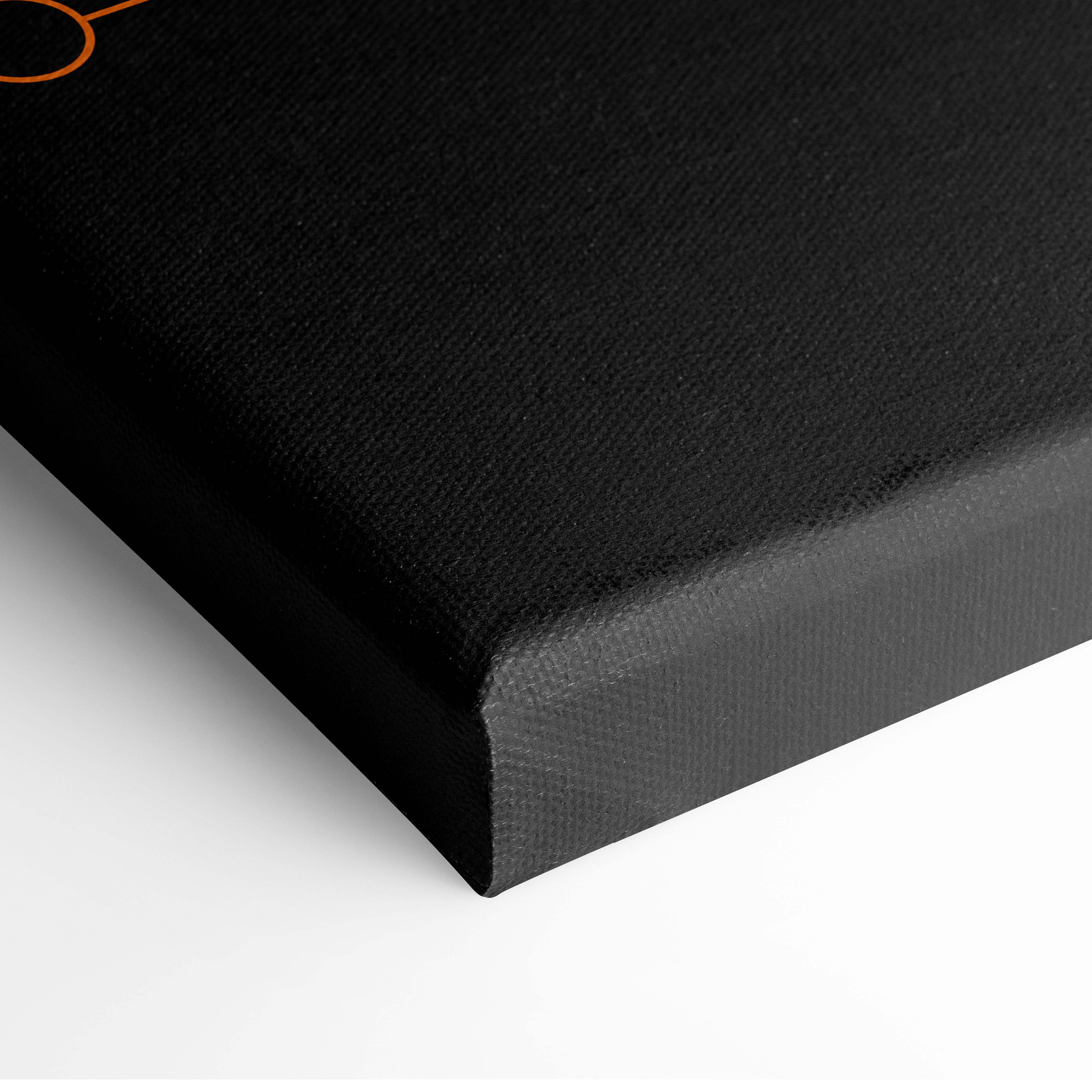 Stay humble hustle hard motivational wall art print on black canvas with subtle orange logo for office gym or home decor
