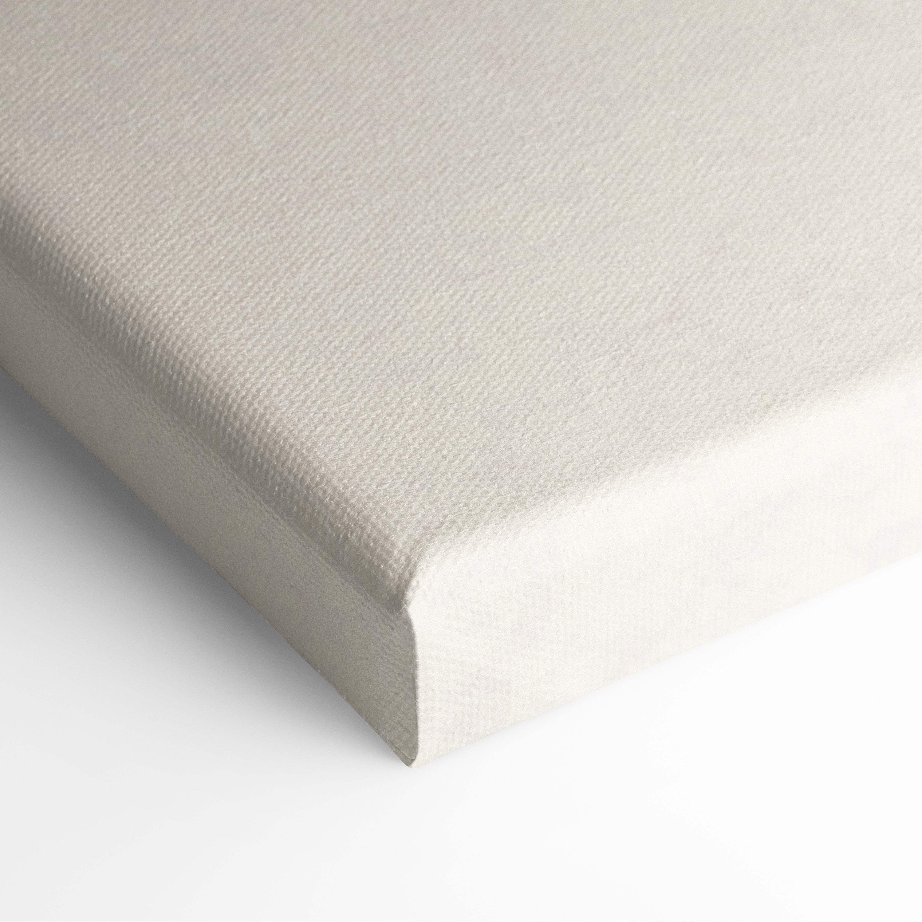 Beige canvas with textured woven surface and clean white edges in contemporary minimal vase canvas wall art design
