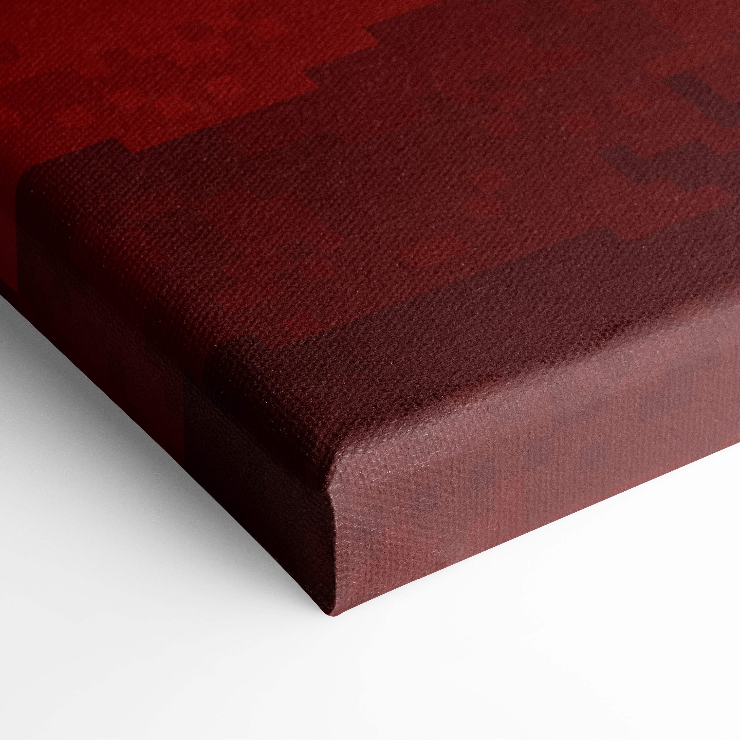 A deep burgundy woven canvas print with a stepped color gradient for southwestern desert sunset wall art decor