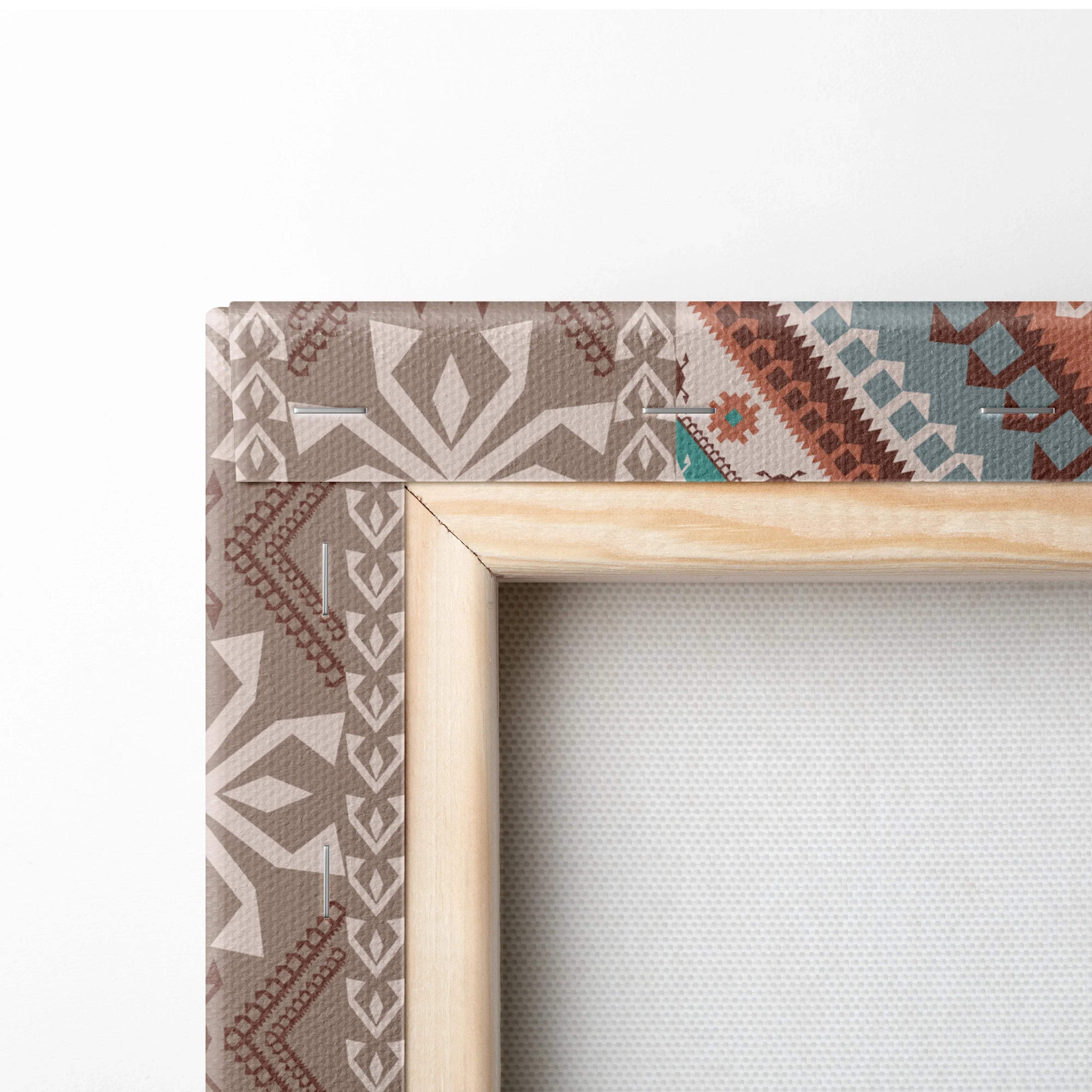 Tribal geometric diamond pattern canvas wall art in boho Aztec style