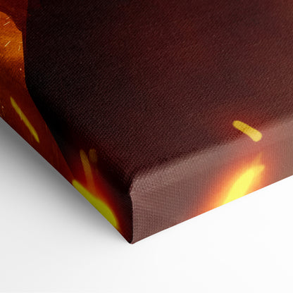 Apocalyptic Fire Mage Canvas Art – Inferno Storm Summoner over Burning City, Fiery Orange Chaos, Dark Fantasy Destruction, Epic Cinematic Wall Decor