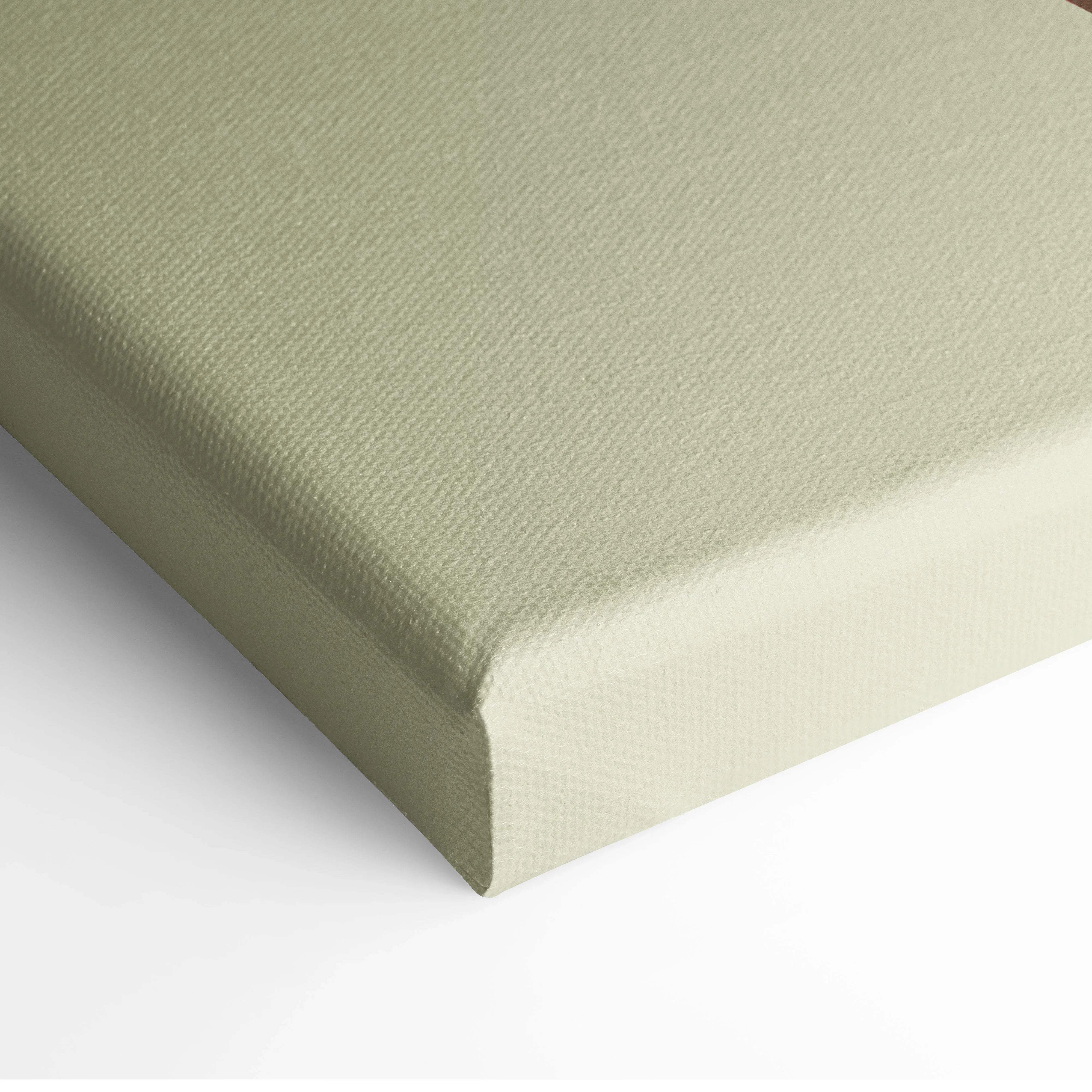 Matte olive green textured canvas back with rounded edges