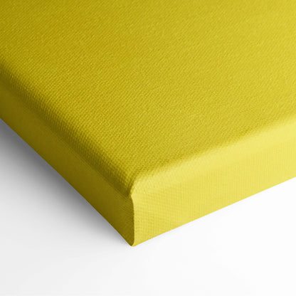 Vibrant yellow canvas motivational wall art print with textured woven surface for office or home decor