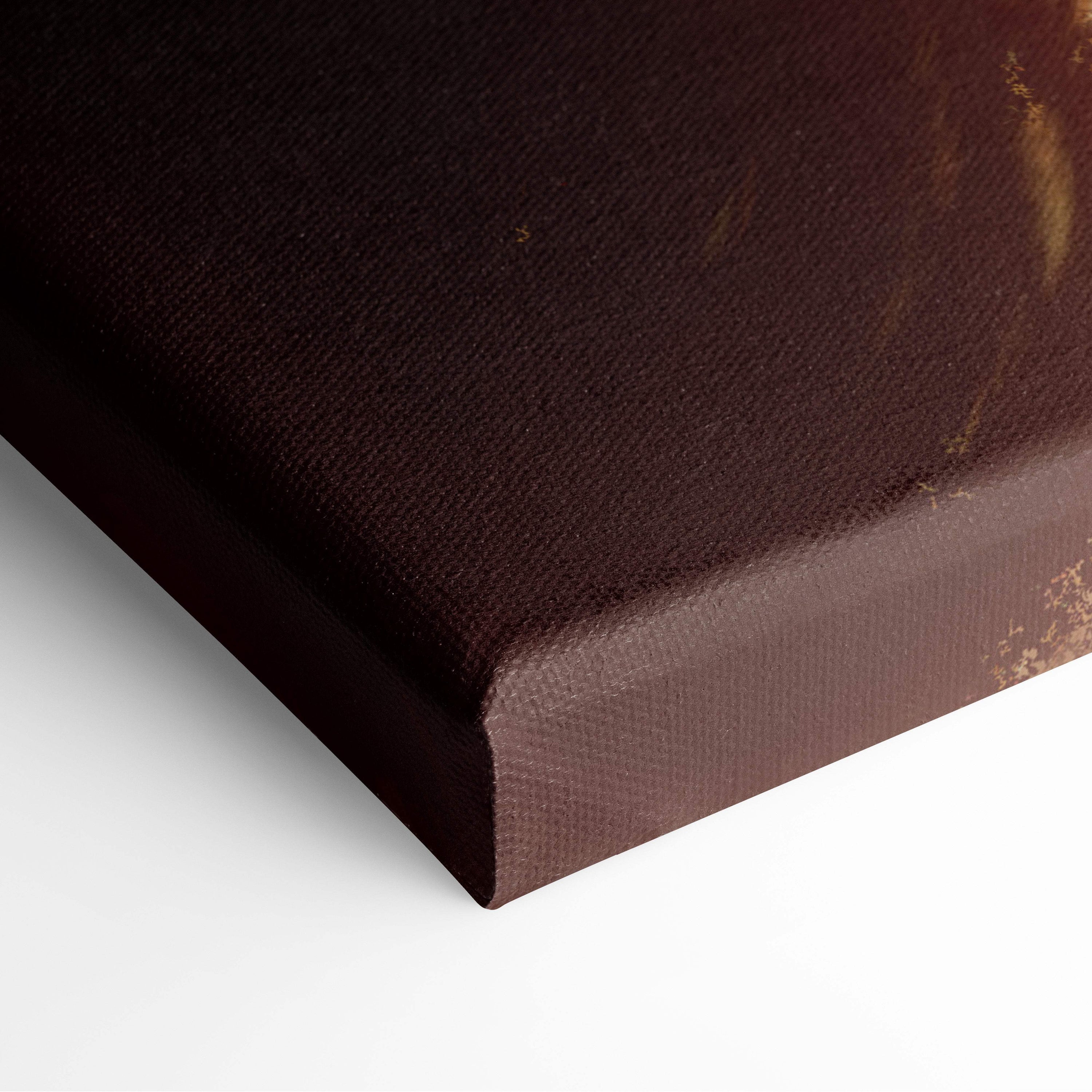Dark brown canvas art featuring textured woven surface with subtle golden accents for gothic fantasy wall decor