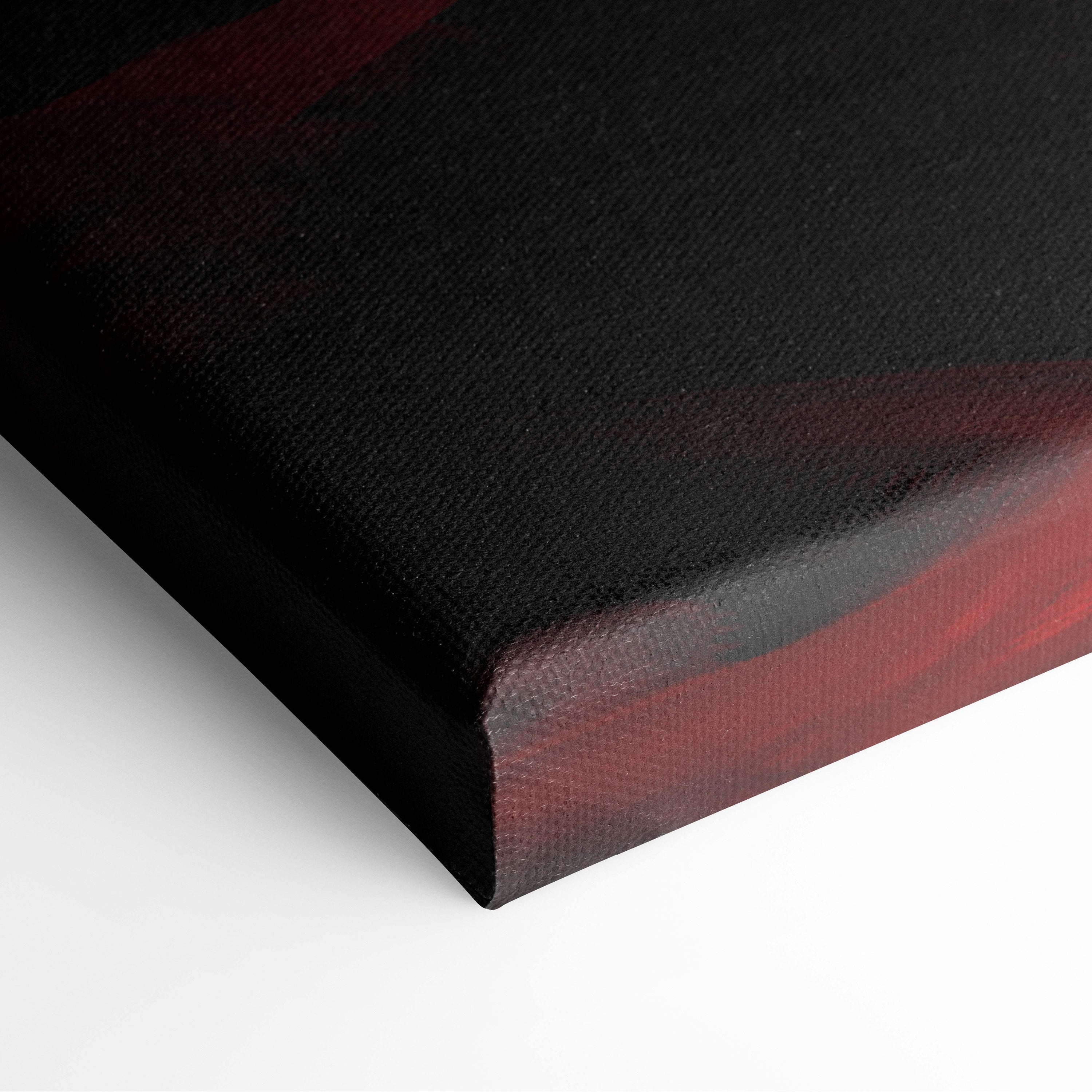 Black canvas art with textured surface and subtle red accents for crimson samurai shadow army wall decor
