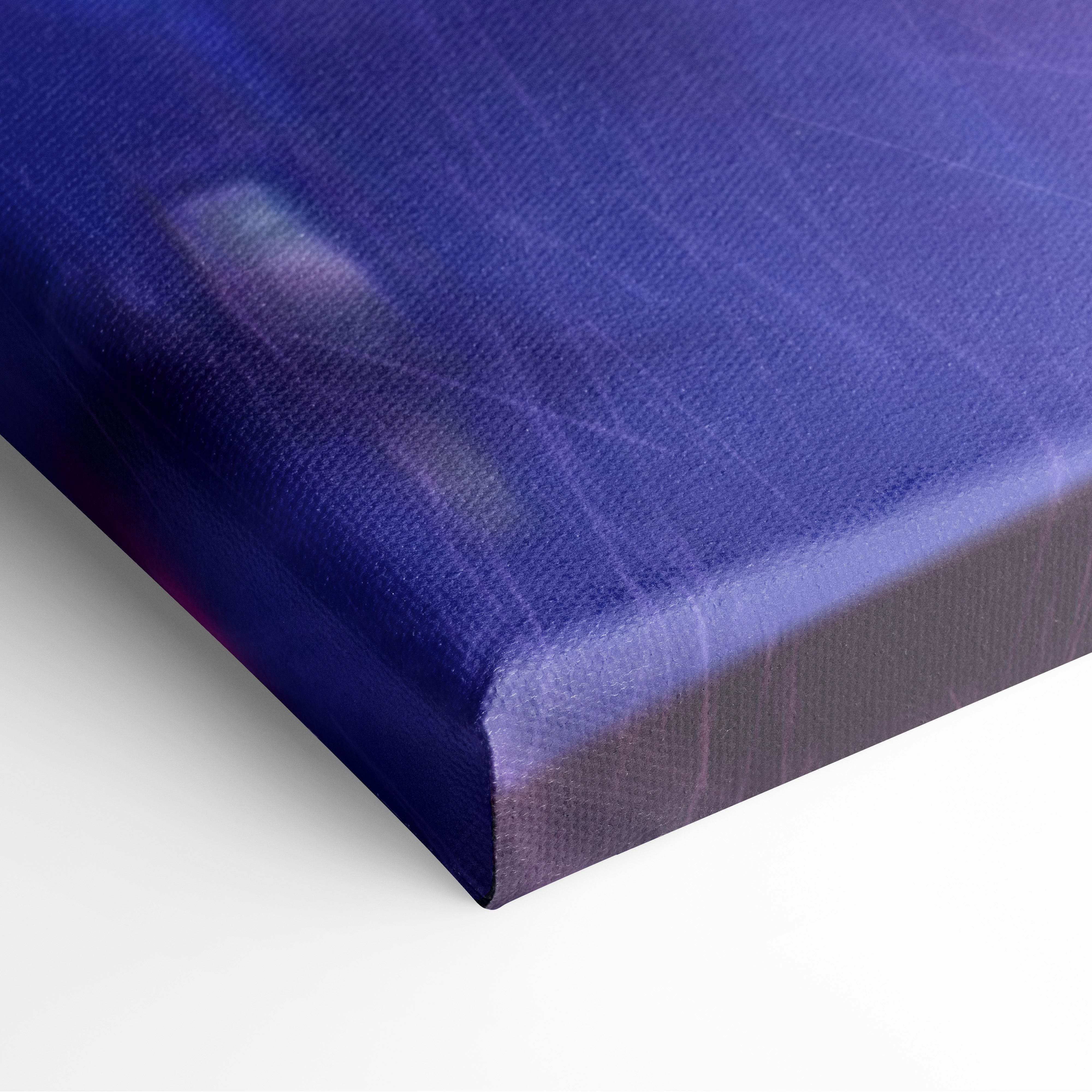 A deep blue canvas print with subtle gradient and texture featuring cyberpunk dual gun enforcer futuristic neon art