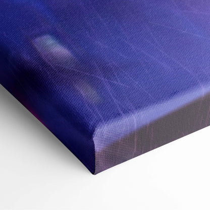 A deep blue canvas print with subtle gradient and texture featuring cyberpunk dual gun enforcer futuristic neon art