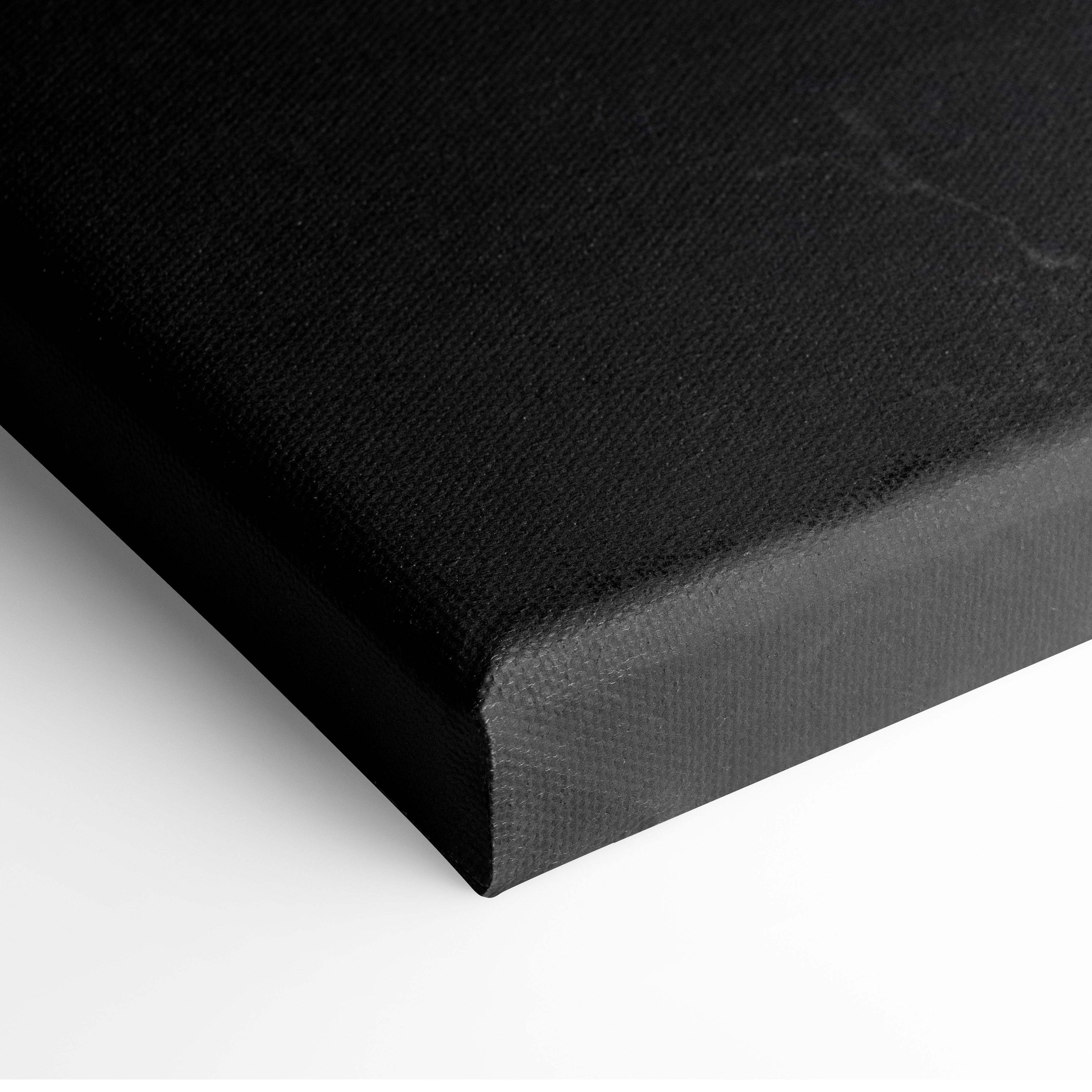 Black canvas print with textured woven surface and raised edges for black red crane japanese ink painting wall art