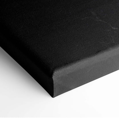 Black canvas print with textured woven surface and raised edges for black red crane japanese ink painting wall art