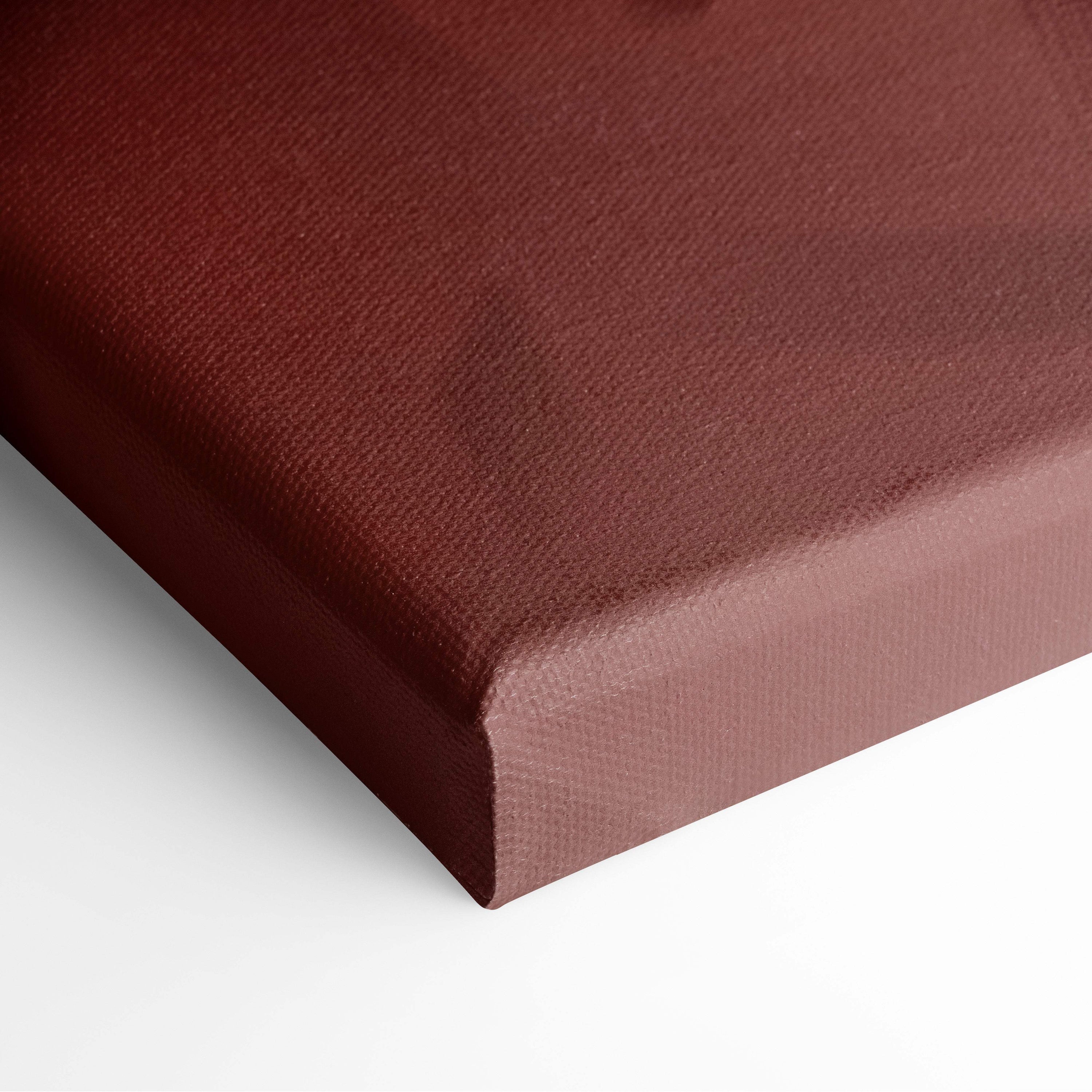 Crimson dawn knight canvas art with rich burgundy textured woven surface and slightly raised edges for dramatic wall decor