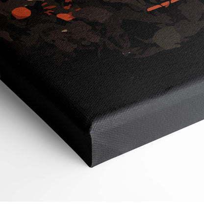 Ronin samurai black canvas print with textured surface and abstract orange splatters for bold martial arts decor