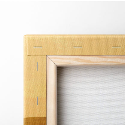 A minimalist wooden canvas frame with light beige textured border and natural wood edges for contemporary wall art