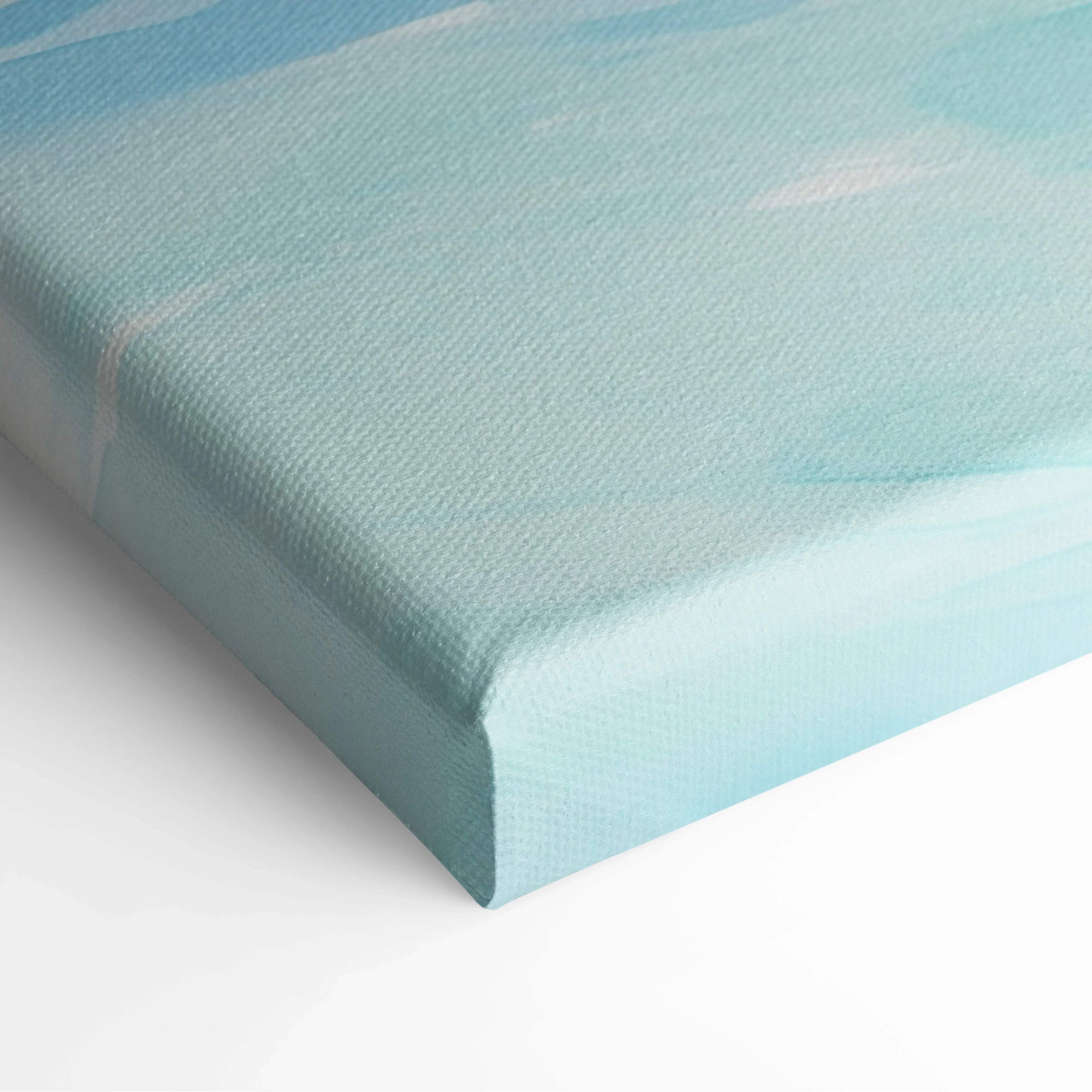 Soft watercolor coastal lighthouse on cliffs in airy blues canvas art