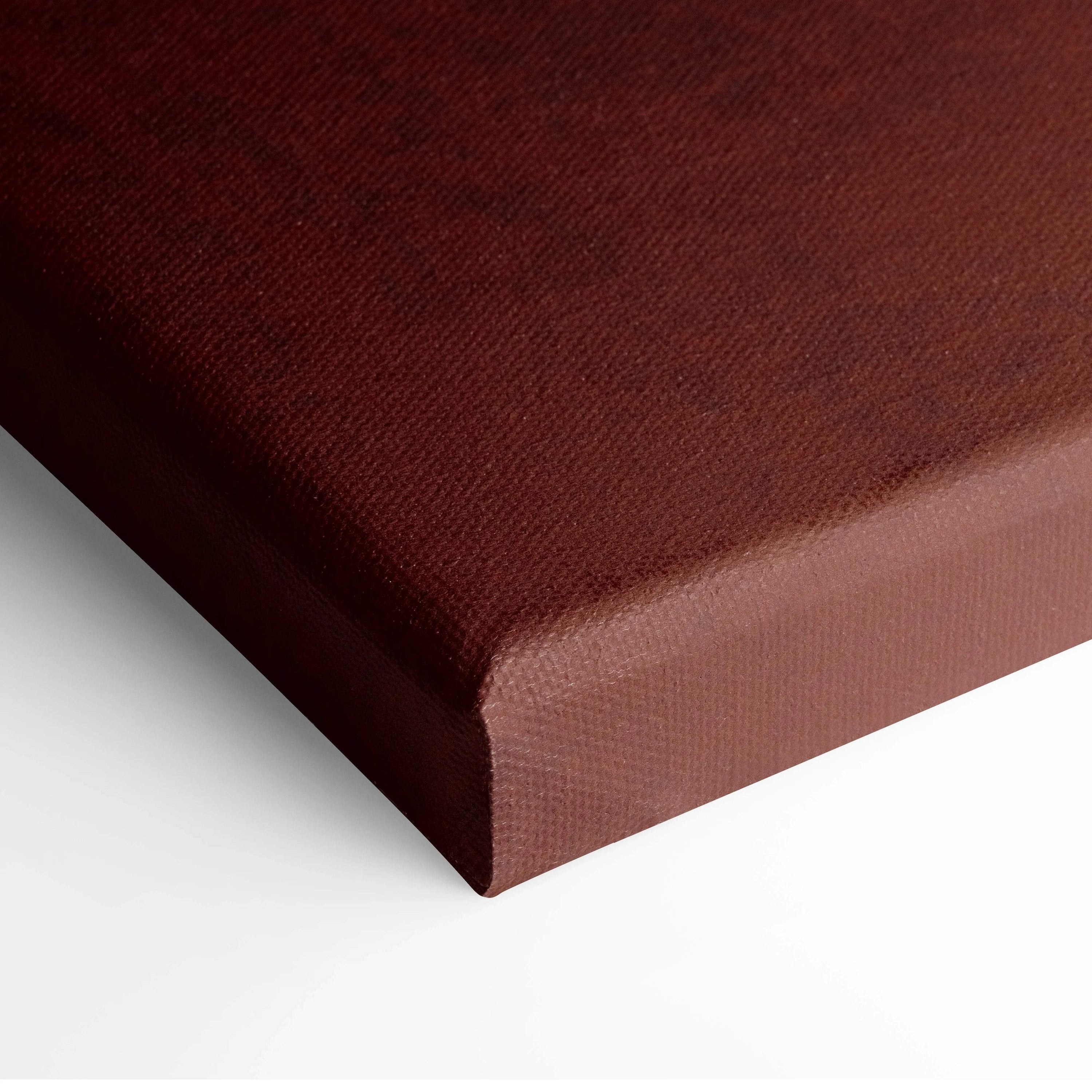 Back of rich burgundy textured woven canvas with neat edges