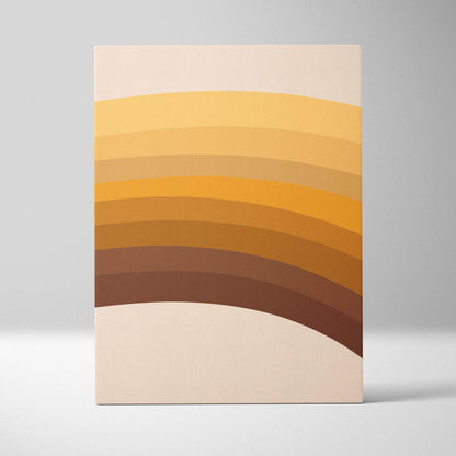 Mid century modern minimalist arches canvas art in mustard ochre brown on beige