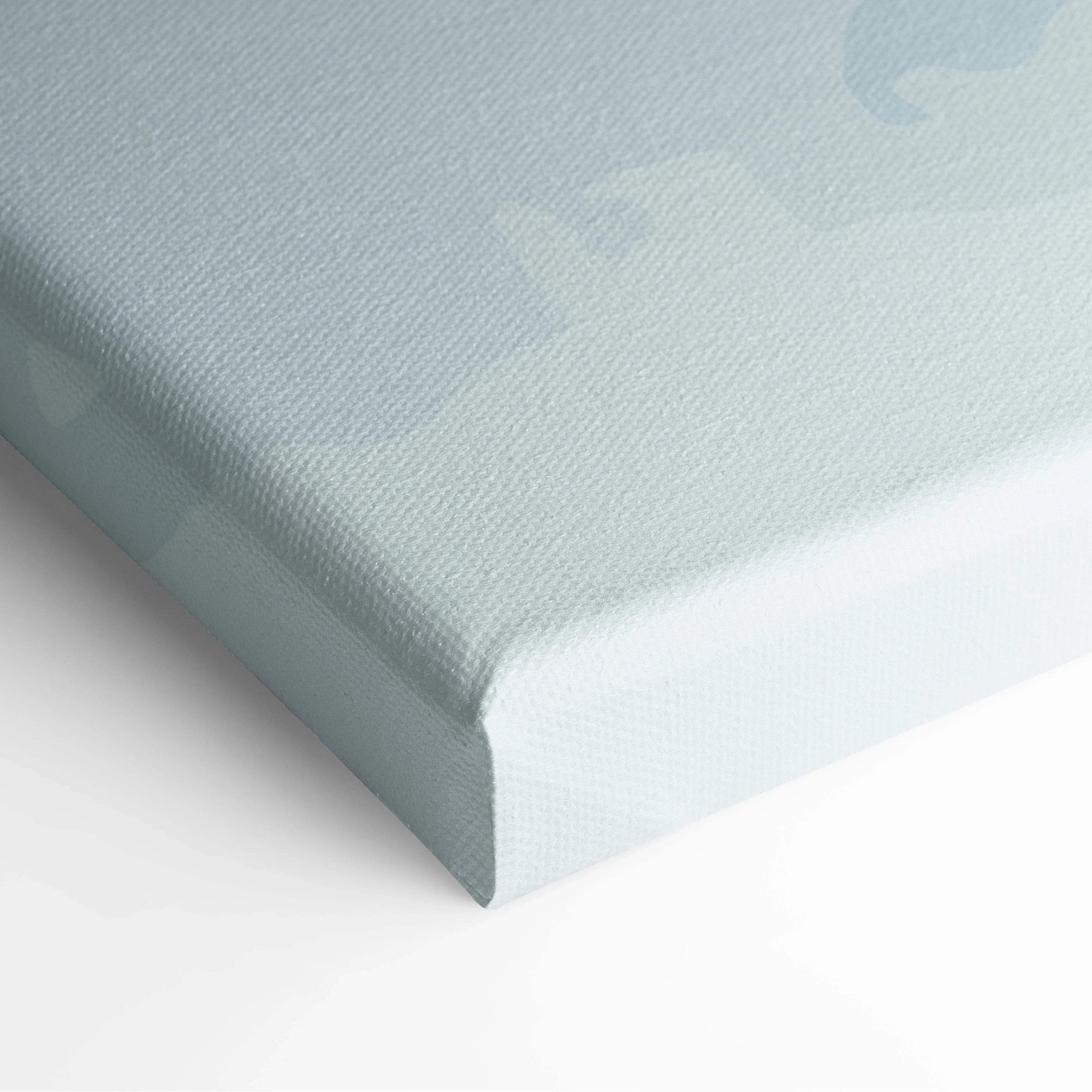 Light blue textured woven canvas with raised edges, watercolor floral bouquet art