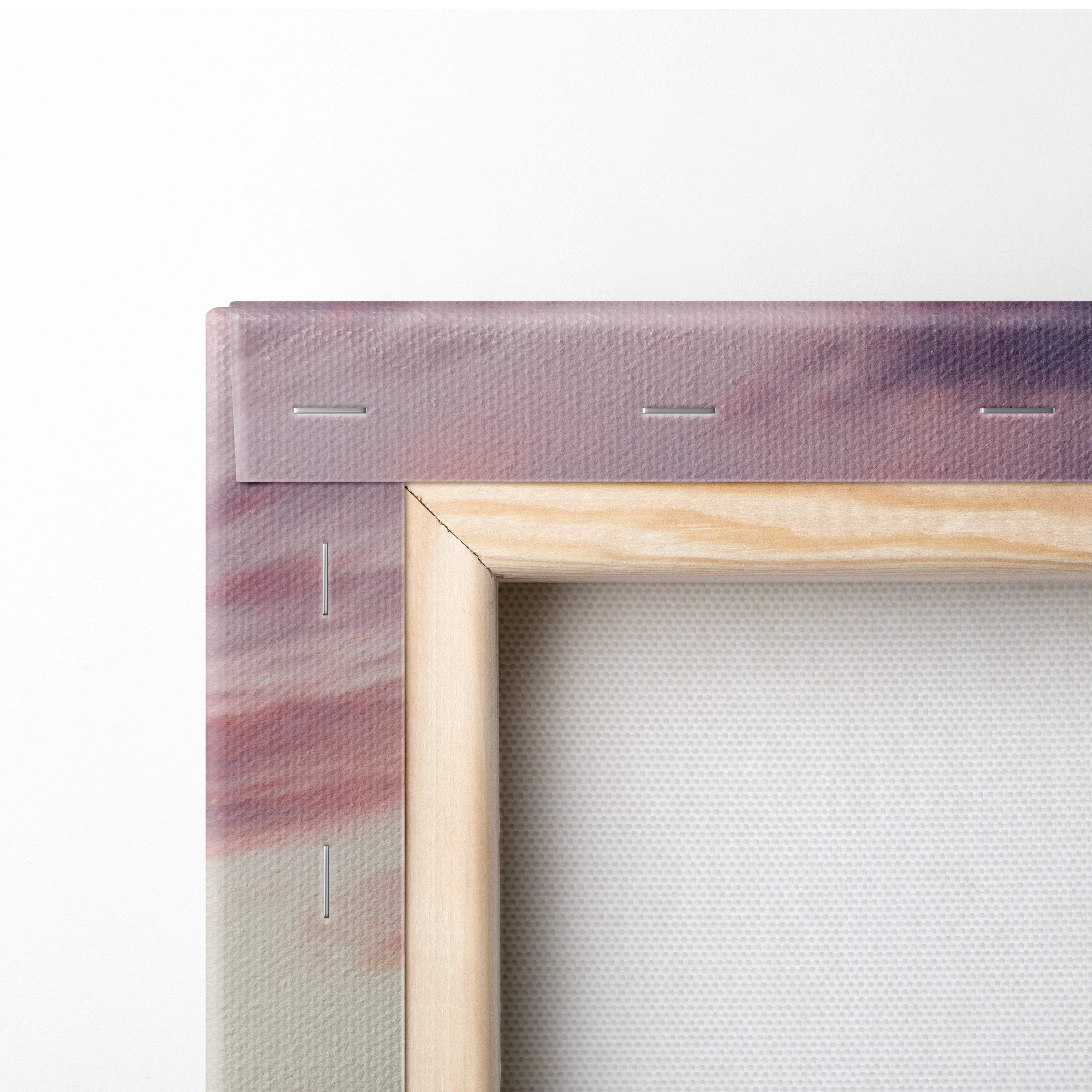 Light wood framed canvas print with mauve and dusty rose gradient featuring motivational leadership quote for office decor