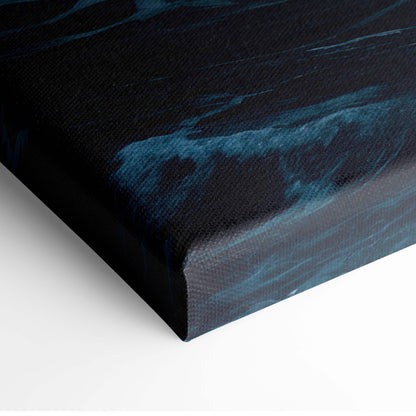 Red and white lighthouse wall art with swirling teal marble patterns on black canvas depicting a stormy ocean scene