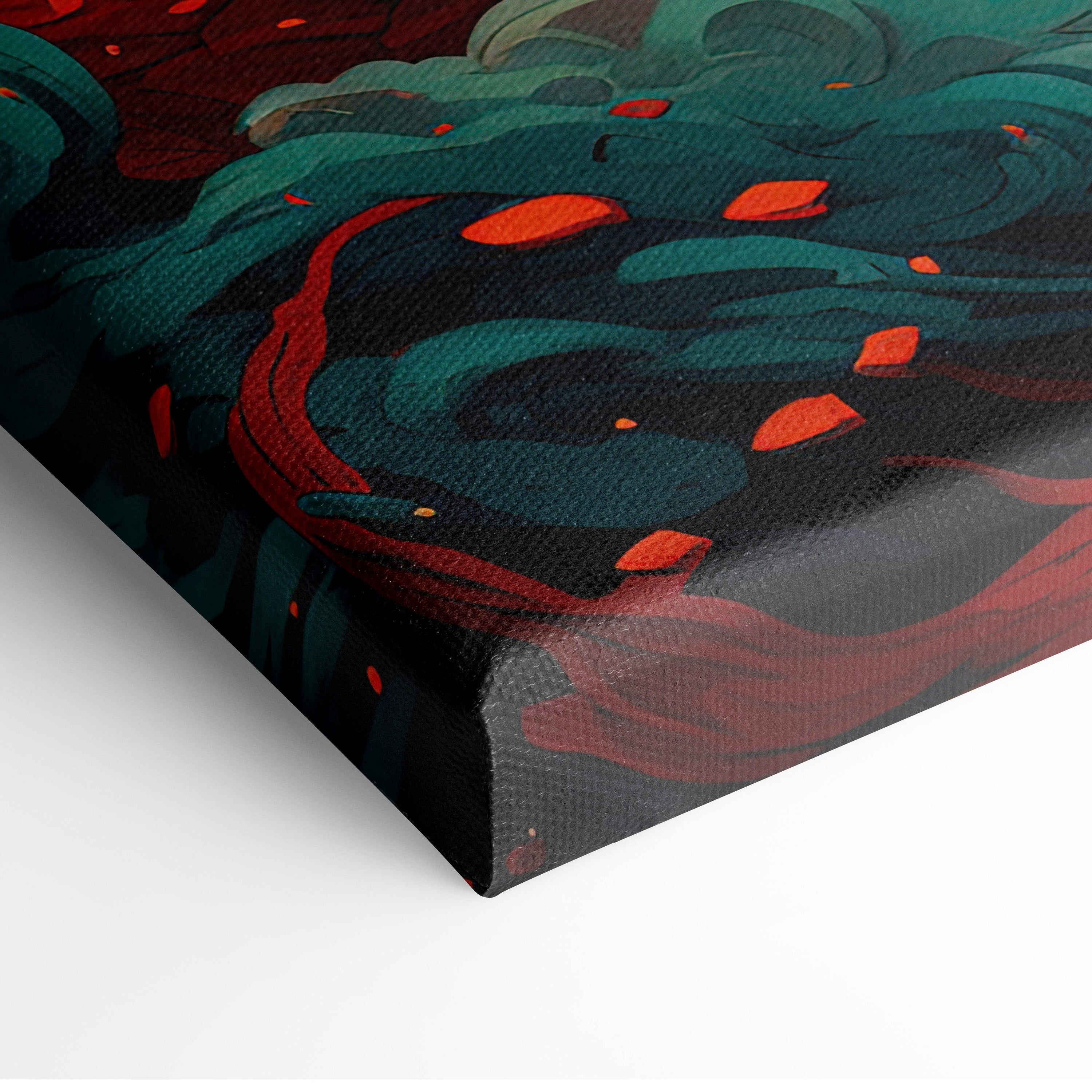 Celestial Nebula Dragon Canvas Wall Art – Cosmic Serpent with Glowing Fangs, Purple & Teal Galaxy Aura, Ethereal Fantasy Space Illustration Print