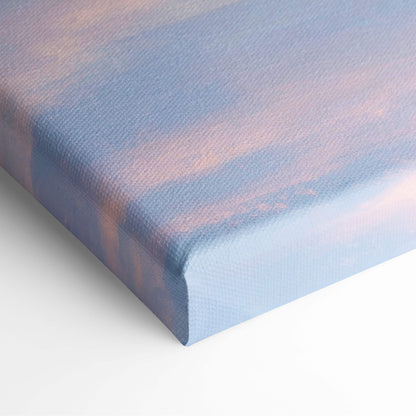 Contemporary cloud reflection canvas wall art with soft blue and pink gradient and textured painterly finish