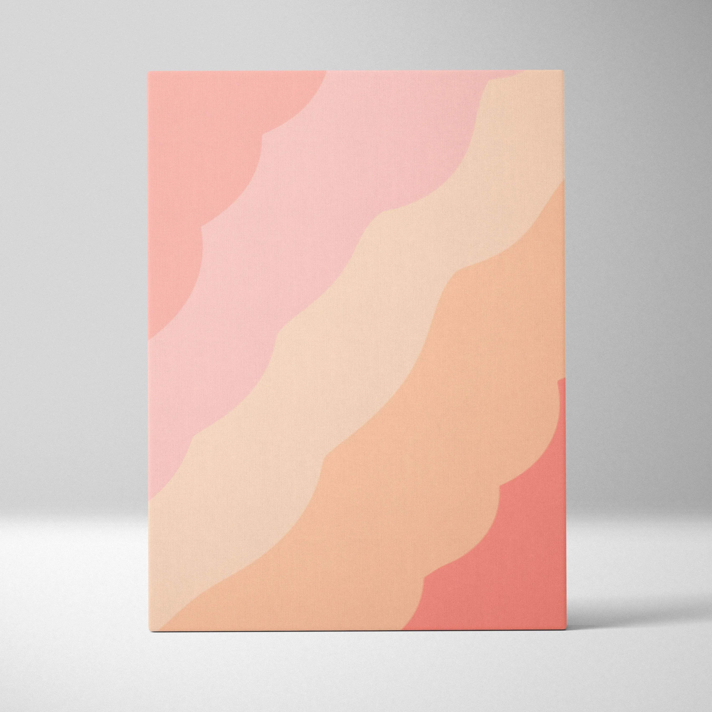 Abstract wavy canvas wall art in blush pink peach beige tones