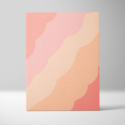 Abstract wavy canvas wall art in blush pink peach beige tones