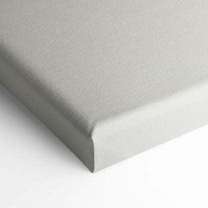 Gray canvas print with textured surface and white edges depicting red cherry blossom japanese temple wall art