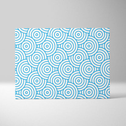 Modern blue concentric circle pattern canvas wall art on white background