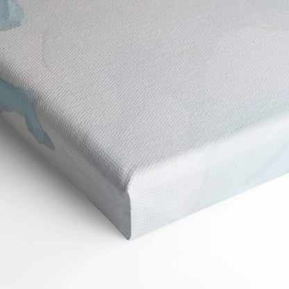 Gray canvas print of powerful ocean wave in deep blue aqua and white foam