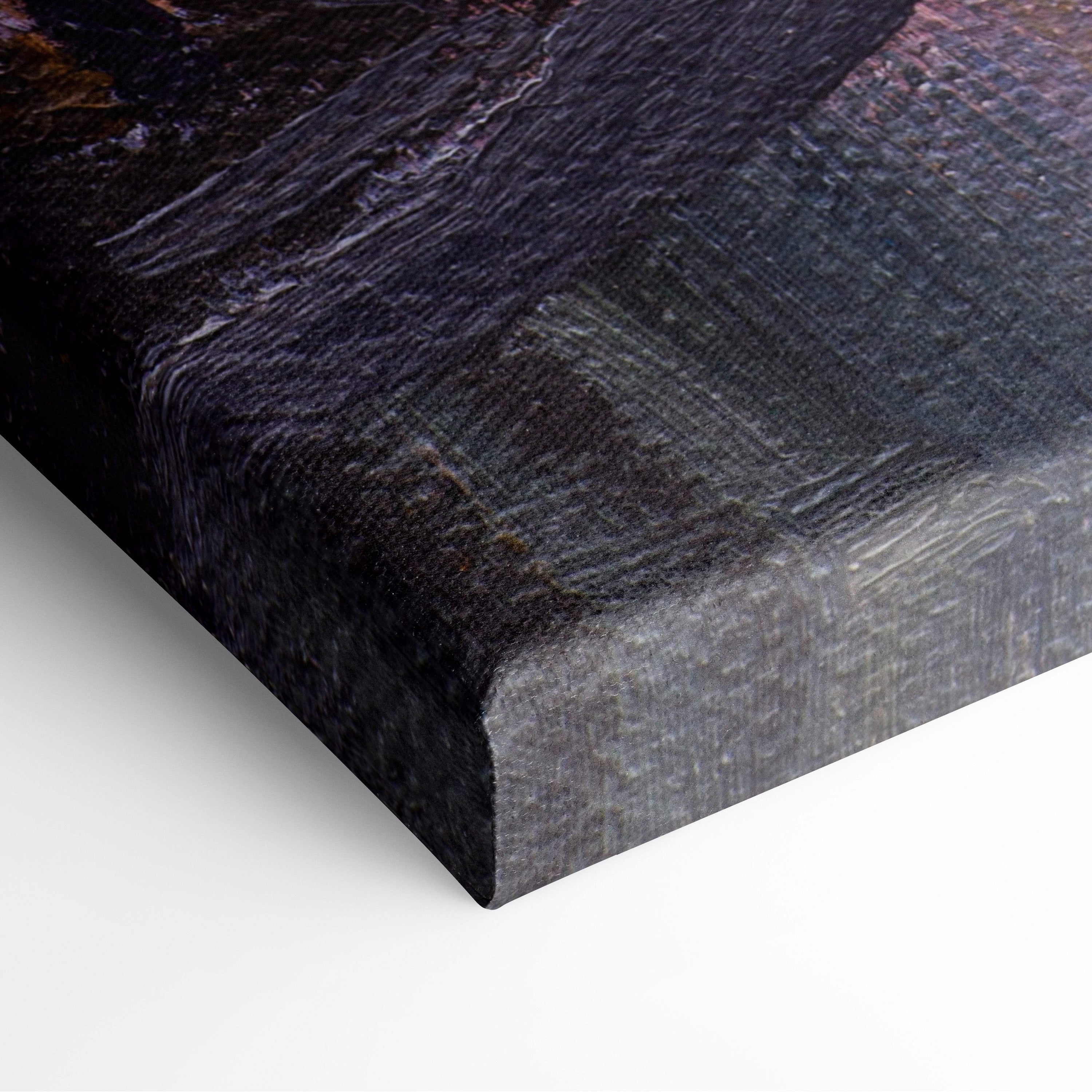 Black textured canvas wall art print with visible brushstroke patterns for paris windmill french cafe decor