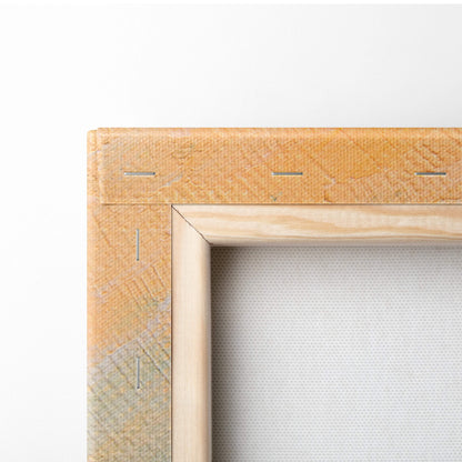 Light-colored wooden canvas frame with visible stitching on the back side of paris windmill canvas wall art print