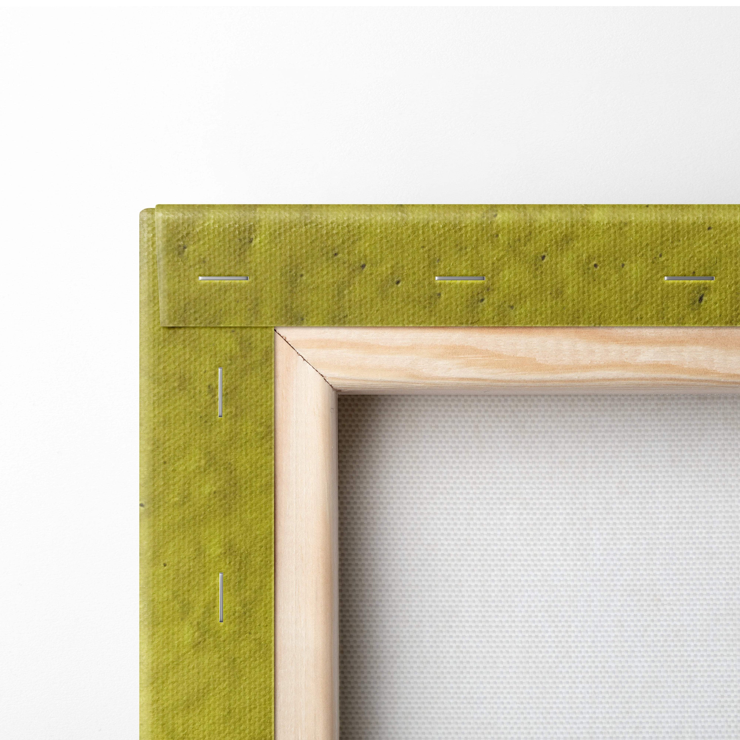 Light green canvas wrapped around a natural wood frame for motivational typography wall art print decor