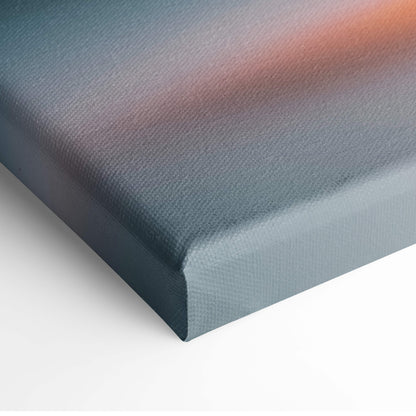 Minimalist thundercloud with lightning bolt weather icon on a textured canvas with a blue to orange gradient background
