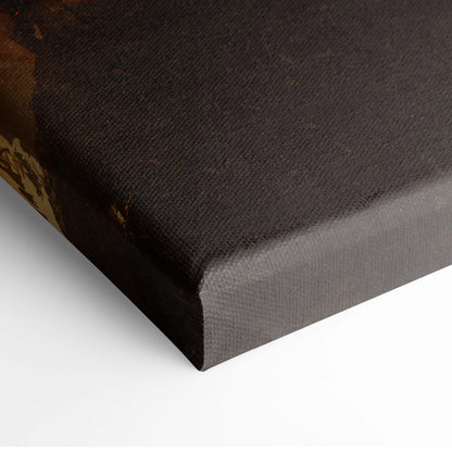 Black canvas stretched over a frame with visible texture and depth for inferno sentinel dark futuristic warrior art