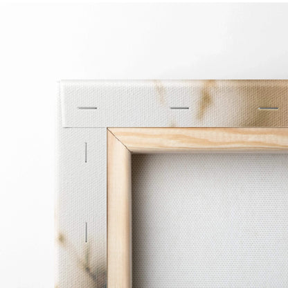 Back of Dreamy Sunlit Meadow canvas art frame with white textured backing