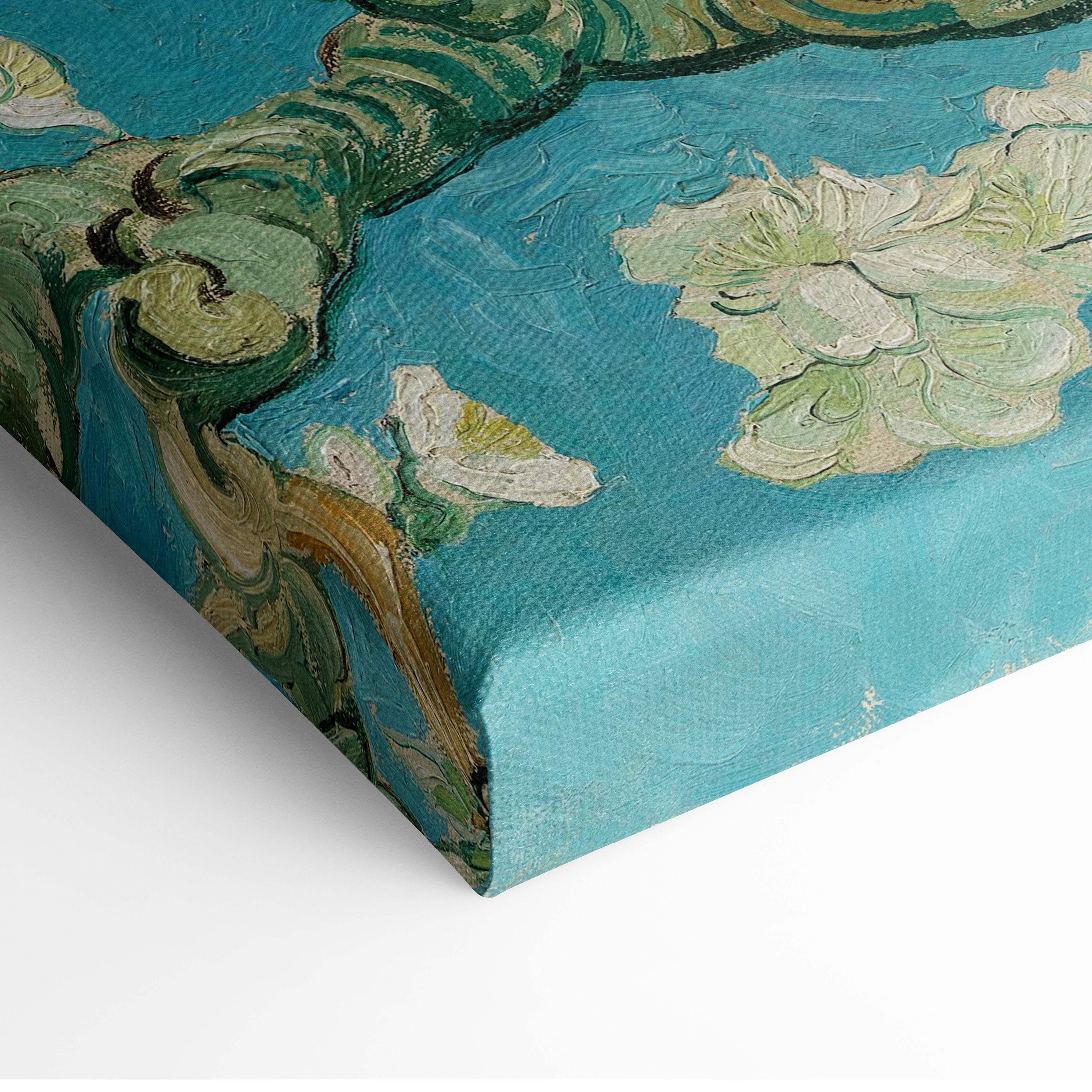 Canvas print of Van Gogh Almond Blossom with thick impasto water lilies