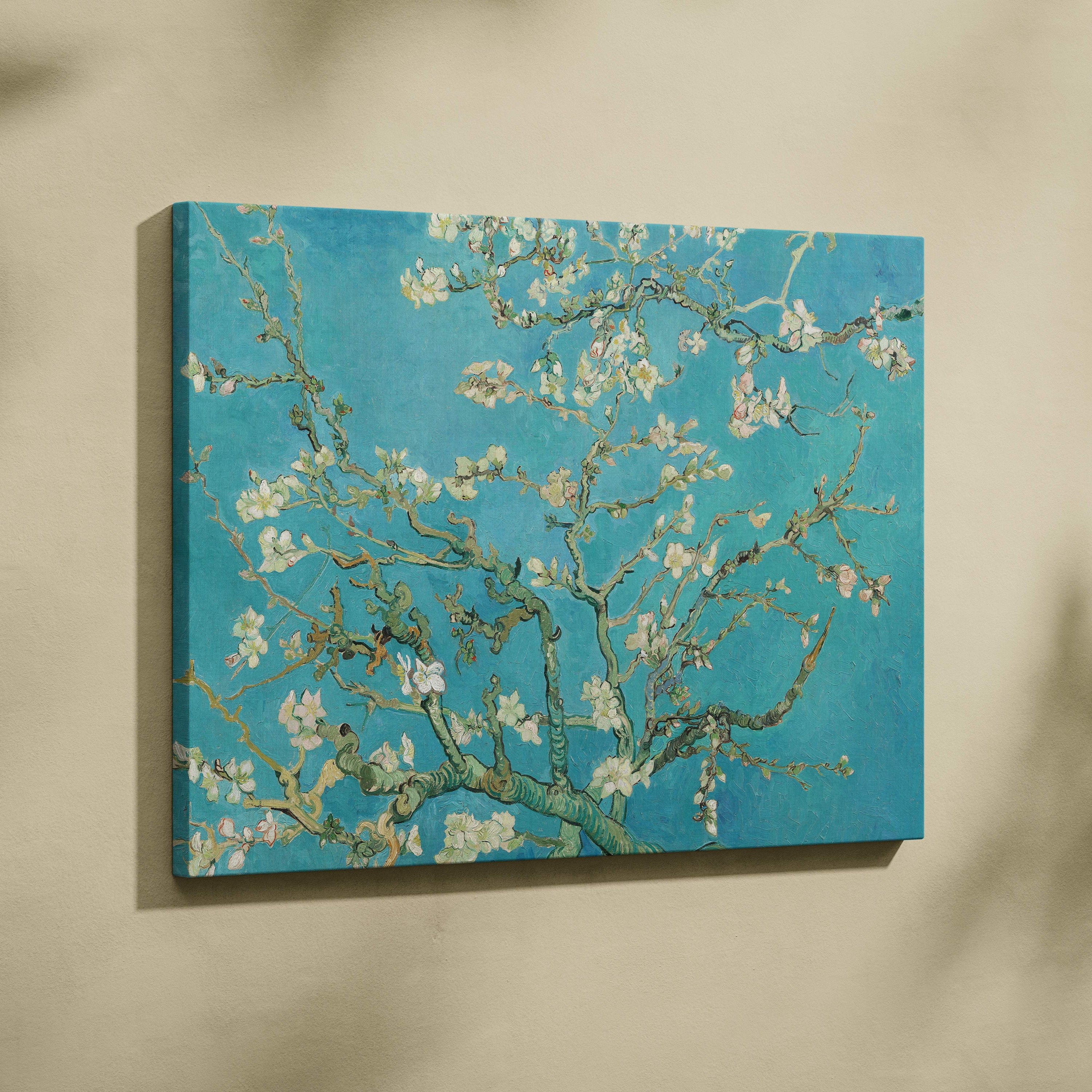 Almond Blossom by Vincent van Gogh canvas print on turquoise background