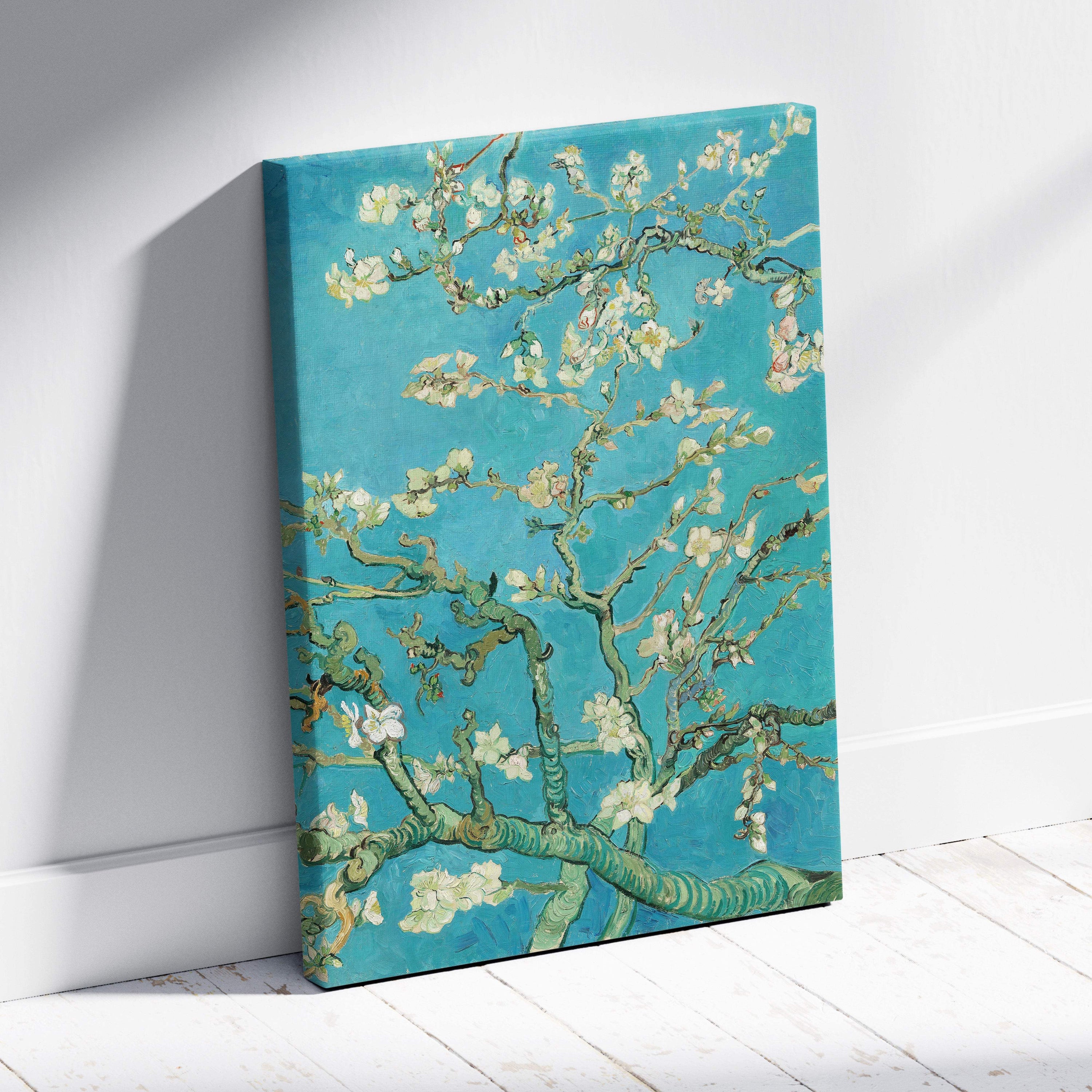 Almond Blossom by Vincent van Gogh canvas print on turquoise background