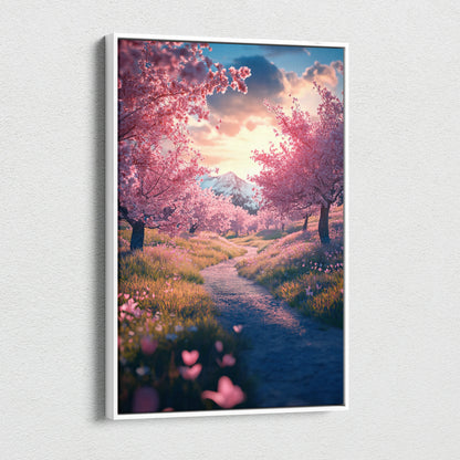 Stunning High-Resolution Cherry Blossom Floral Canvas Wall Art Print