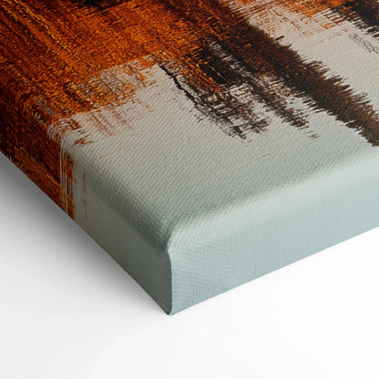 Autumn mountains canvas wall art with vibrant fall foliage and soft pastel sky.