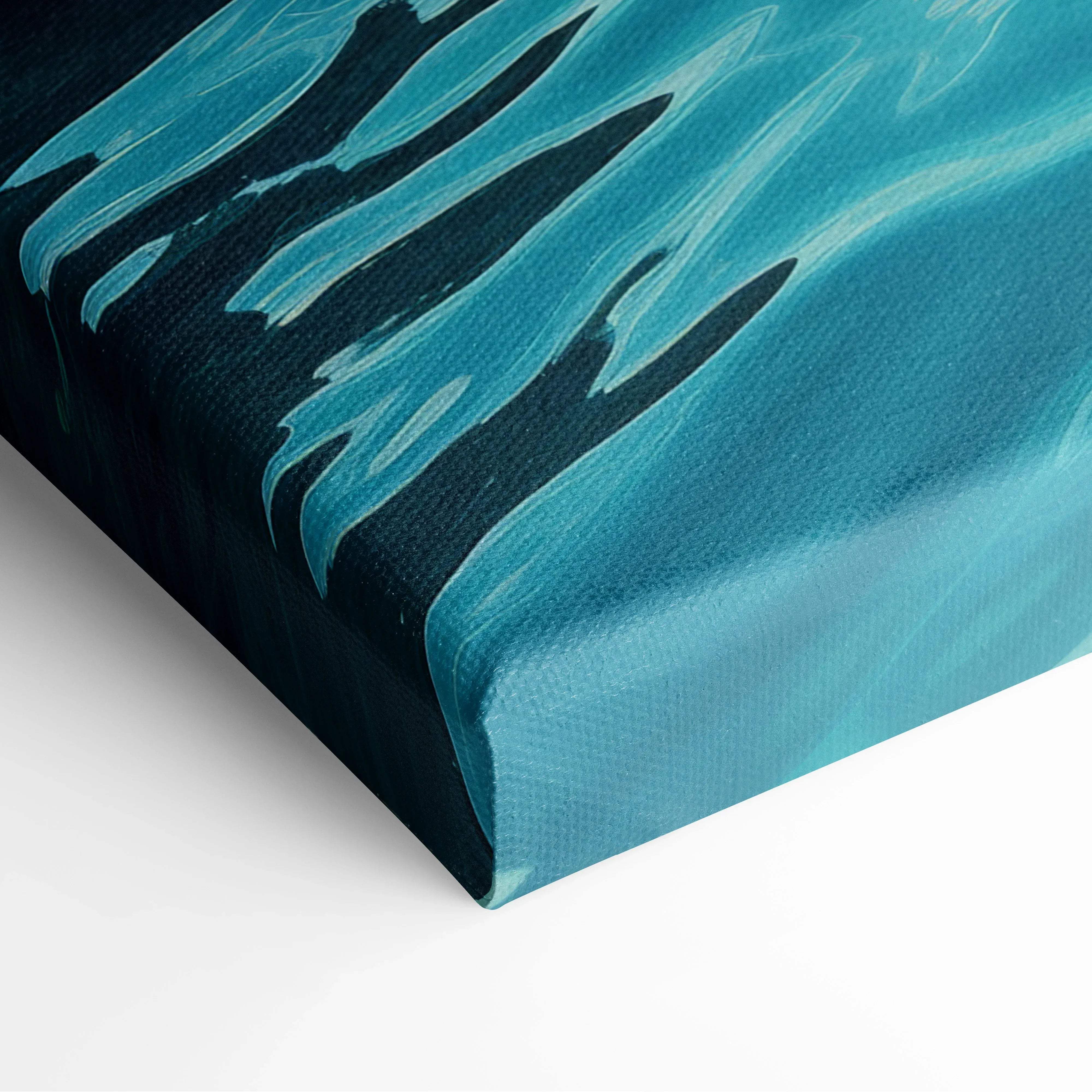 Canvas wall art of coastal beach with wooden pier over teal ocean