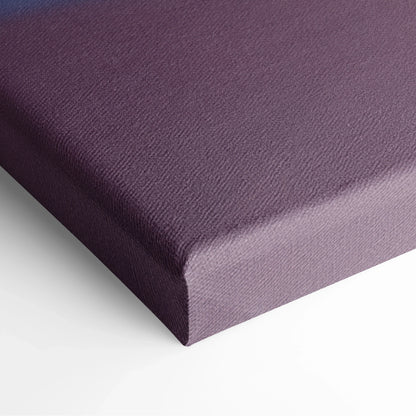 Close-up of purple stretched canvas corner with textured fabric for wall art display.
