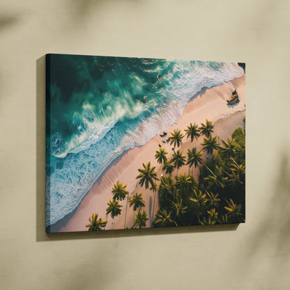 Tropical Beach Canvas Wall Art With Sun-Kissed Shores, Rolling Waves And Ocean Horizon
