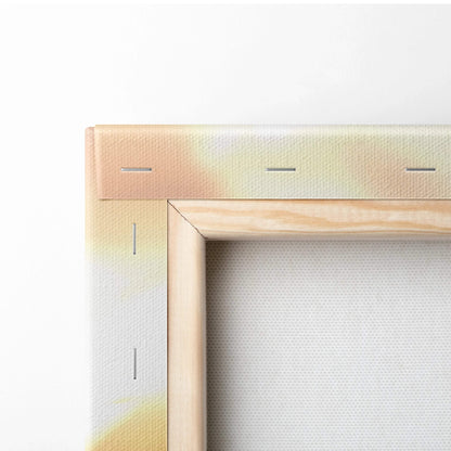 Light wood-framed Visionary Landscape canvas with peach-cream gradient
