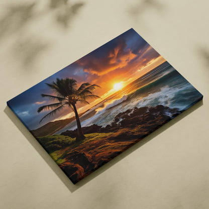 Vivid California Coast Beach Sunset Landscape Canvas Wall Art