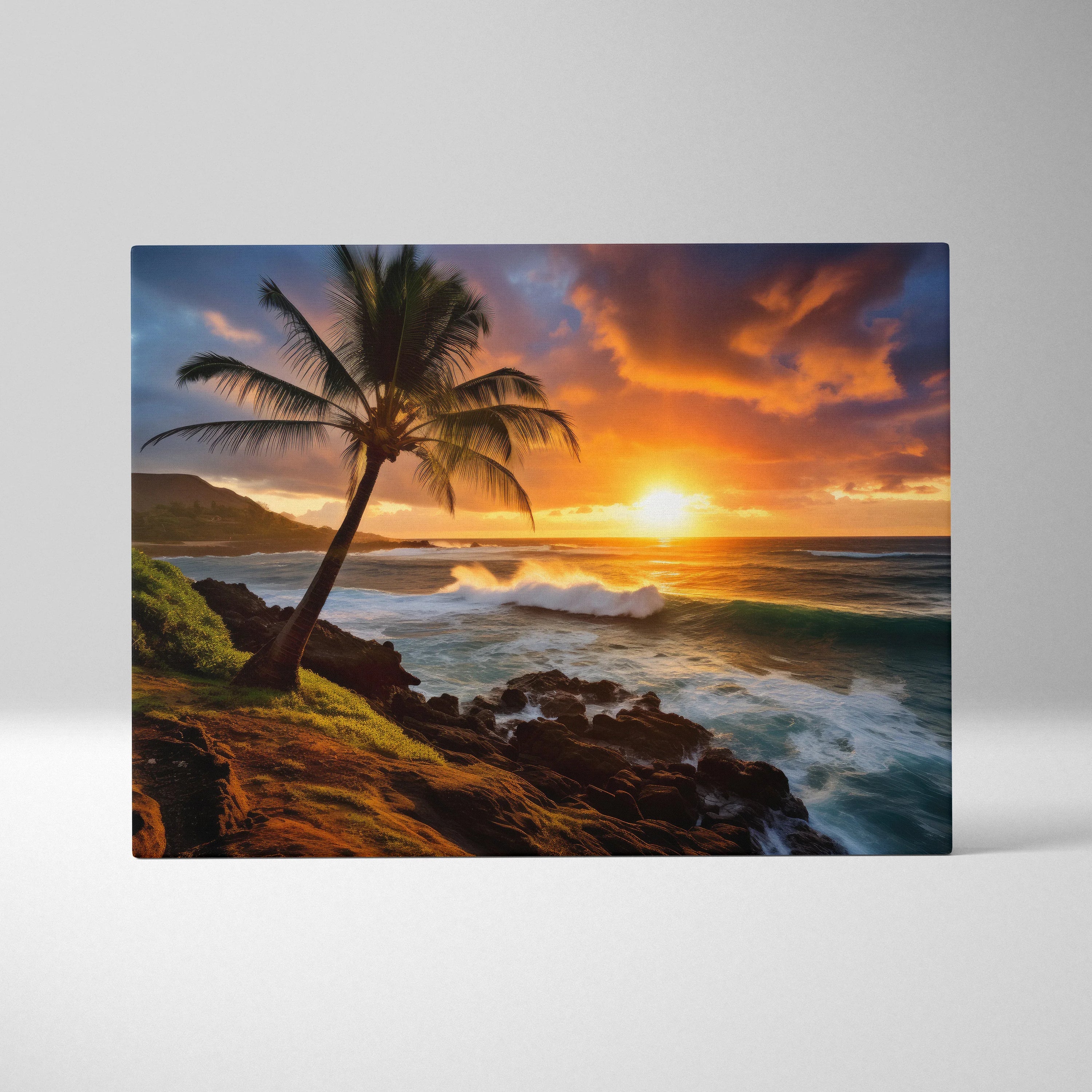 Vivid California Coast Beach Sunset Landscape Canvas Wall Art