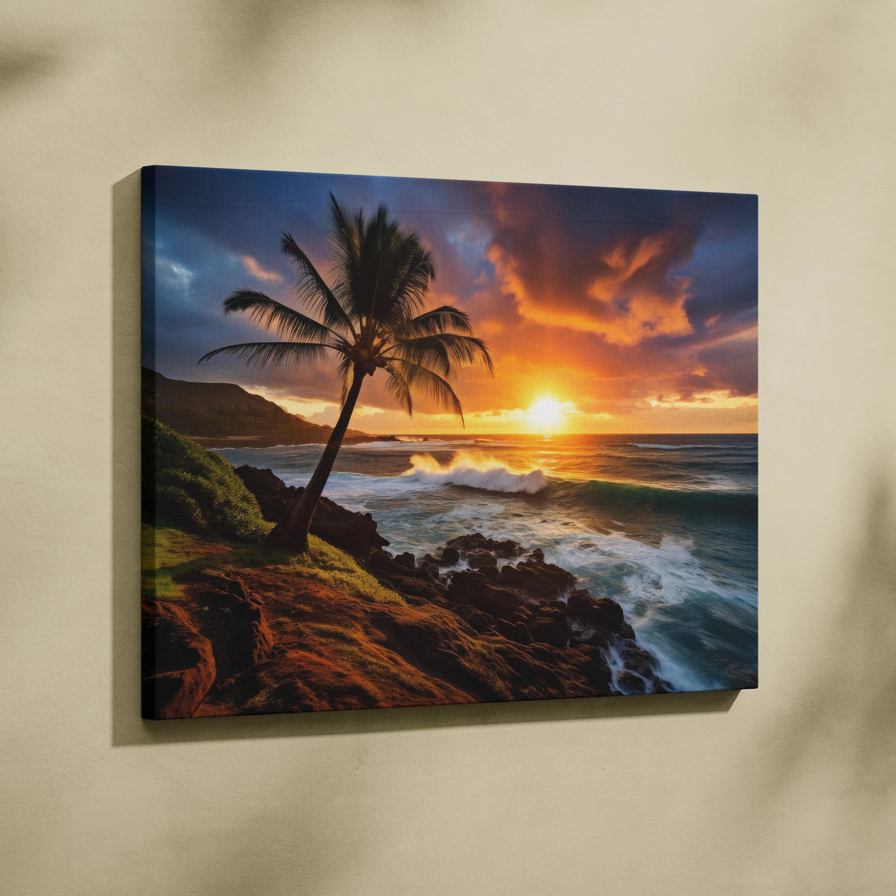 Vivid California Coast Beach Sunset Landscape Canvas Wall Art